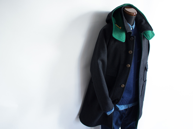 White lineのWater-Repellent Wool Cashmere Melton Coat