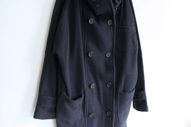 Workhouse England - Fisherman Long Wool Coat in Dark Navy – The