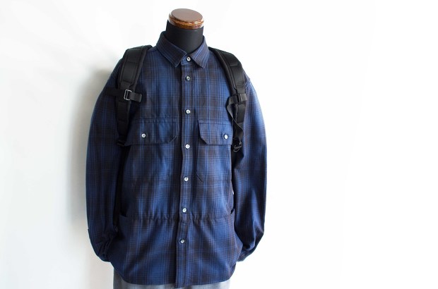Menaswhile Flannel Check Shirt JacketのBlueのスタイルの正面からの画像