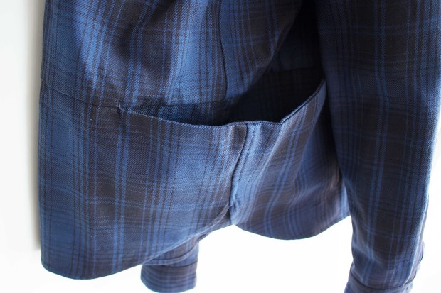 Menaswhile Flannel Check Shirt JacketのBlueの横からの画像