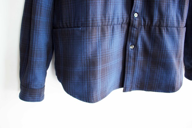 Menaswhile Flannel Check Shirt JacketのBlueの裾の画像