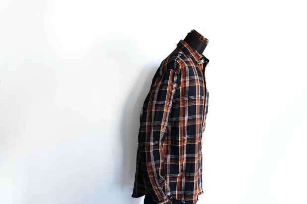 Manual  alphabet　Twill Check Loose fit Shirts MA-S-582