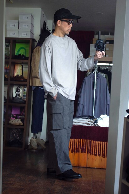 Still by hand　ボーダーヘンリーL/S Tee CS03231