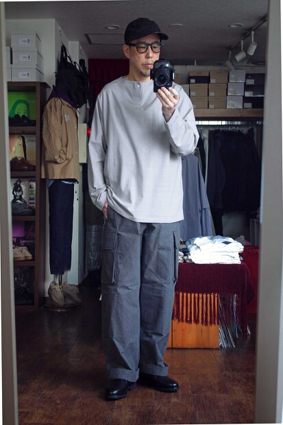 Still by hand　ボーダーヘンリーL/S Tee CS03231