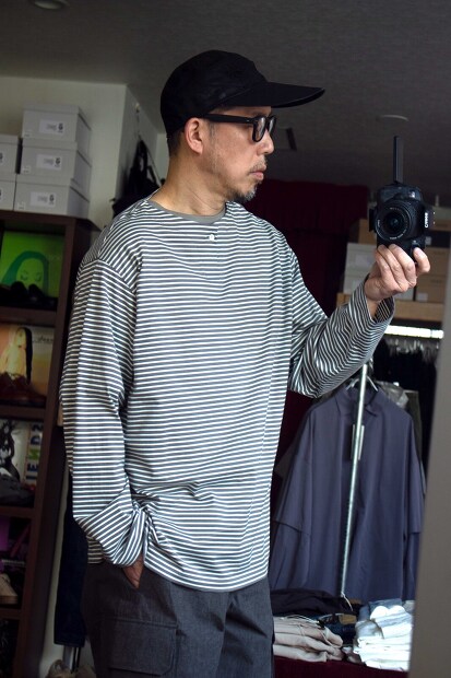 Still by hand　ボーダーヘンリーL/S Tee CS03231