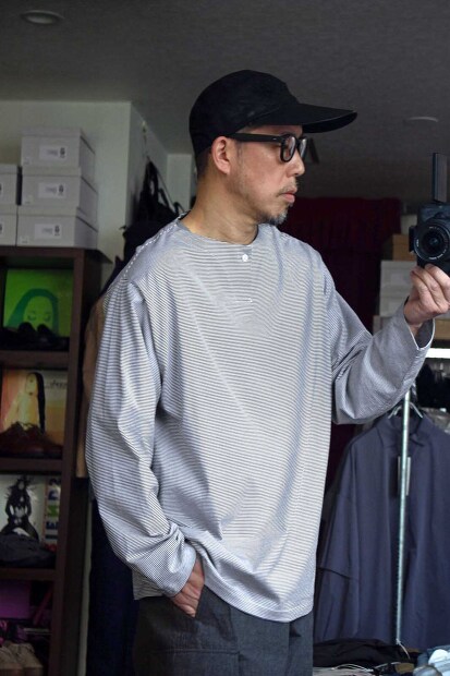 Still by hand　ボーダーヘンリーL/S Tee CS03231