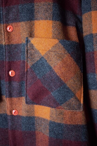 Manual alphabet Wool Check Shirt Jacket MA-Sｰ701