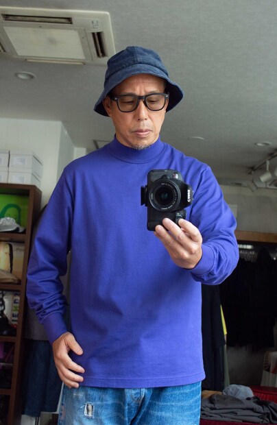 Yonetomi New Basic Garment Dyed T-shirt Mock Neck 95-242-014 