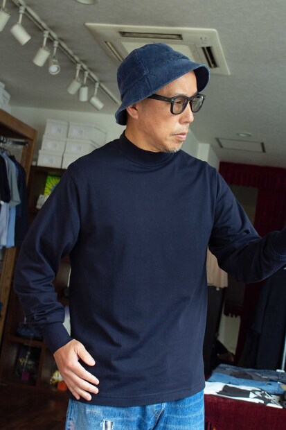 Yonetomi New Basic Garment Dyed T-shirt Mock Neck 95-242-014 