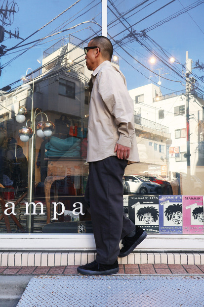 STILL BY HAND 先染めコットンラグランシャツ SH02254