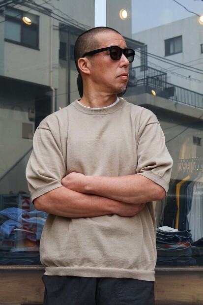 STILL BY HAND 12Gハーフスリーブニット KN02261 メンズ サマーニット Khaki Beige　日本製