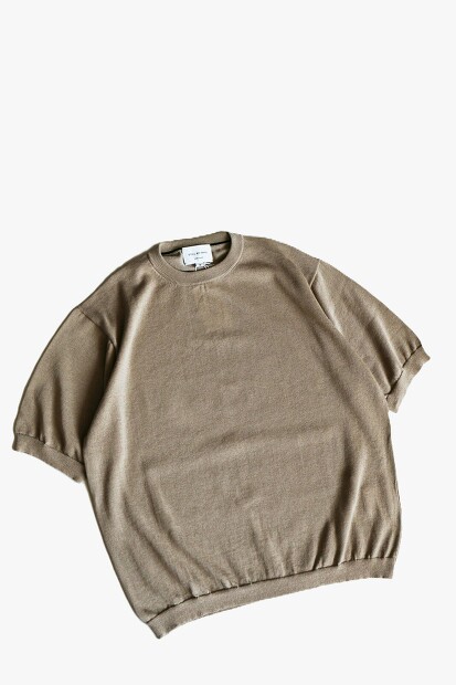 STILL BY HAND 12Gハーフスリーブニット KN02261 メンズ サマーニット Khaki Beige　日本製