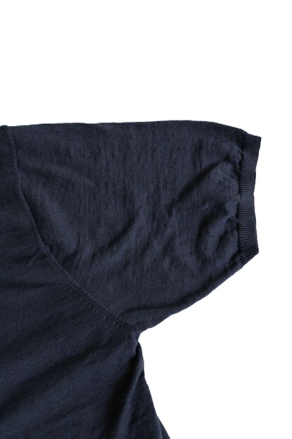 STILL BY HAND KN03262 コットンリネン半袖ニット 生地 編み目 ディテール 日本製
