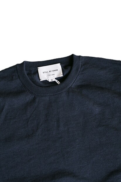 STILL BY HAND KN03262 コットンリネン半袖ニット 生地 編み目 ディテール 日本製