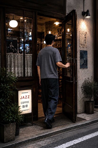 STILL BY HAND KN02262 和紙ニット半袖 メンズ 日本製 着用画像