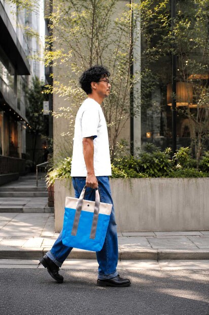 YONETOMI RIGID SEA ISLAND COTTON YOKO-MARUDO KNIT TEE 着用画像