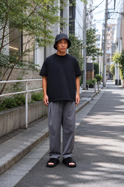THING FABRICS TF RECONSTRUCTION PlLAIN T-SHIRT TFIN-2805 着用画像
