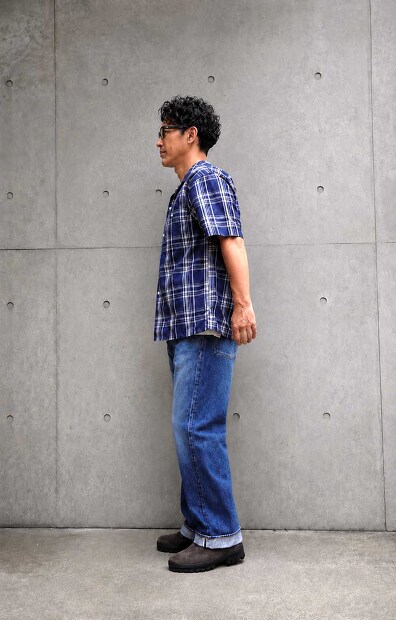 A VONTADE ITALIAN COLLAR SHIRTS SS -CHECK BROAD ClLOTH- VTD-0398-SH 着用画像