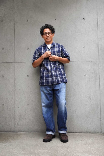 A VONTADE ITALIAN COLLAR SHIRTS SS -CHECK BROAD ClLOTH- VTD-0398-SH 着用画像