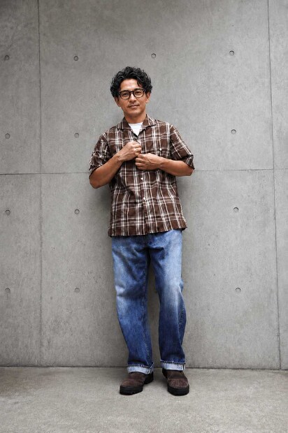 A VONTADE ITALIAN COLLAR SHIRTS SS -CHECK BROAD ClLOTH- VTD-0398-SH 着用画像
