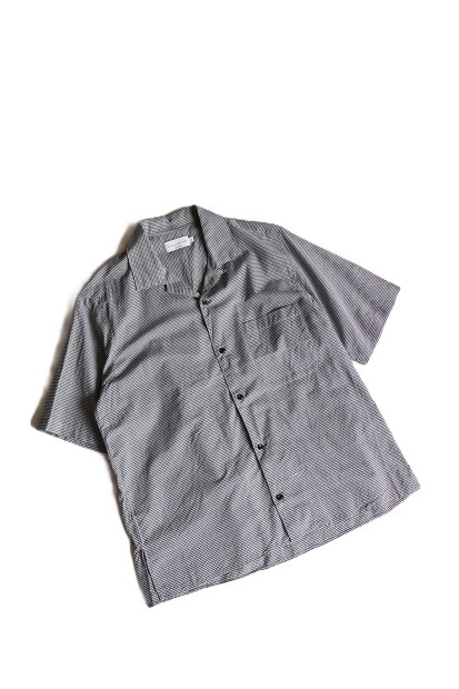 MANUAL ALPHABET C/SILK GINGHAM S/S OPEN COLLAR SHT MA-S-839