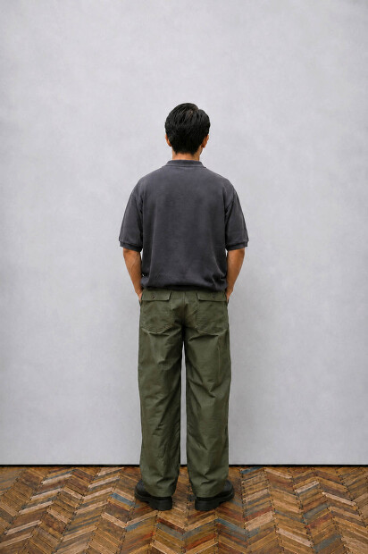 MANUAL ALPHABET ALL TIME COTTON COMPACT YARN POLO MA-K-048 着用画像