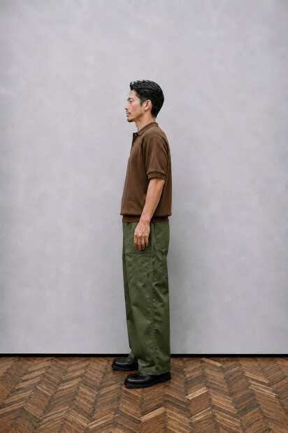 MANUAL ALPHABET ALL TIME COTTON COMPACT YARN POLO MA-K-048 着用画像