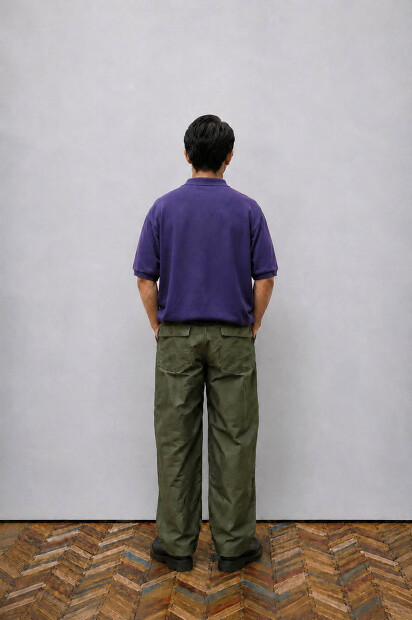 MANUAL ALPHABET ALL TIME COTTON COMPACT YARN POLO MA-K-048 着用画像