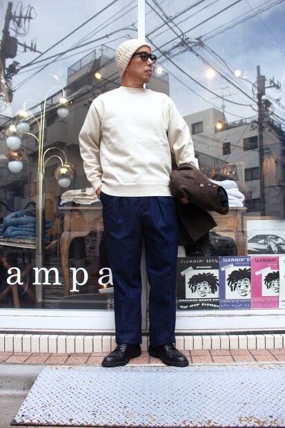 YONETOMI RIGID CASHMERE SWEATER CREW NECK PULLOVER