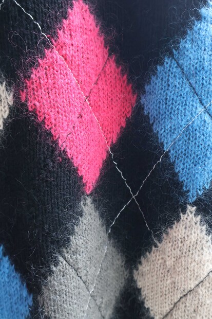 COOHEM STITCHED ARGYLE KNIT PULLOVER 13-264-015